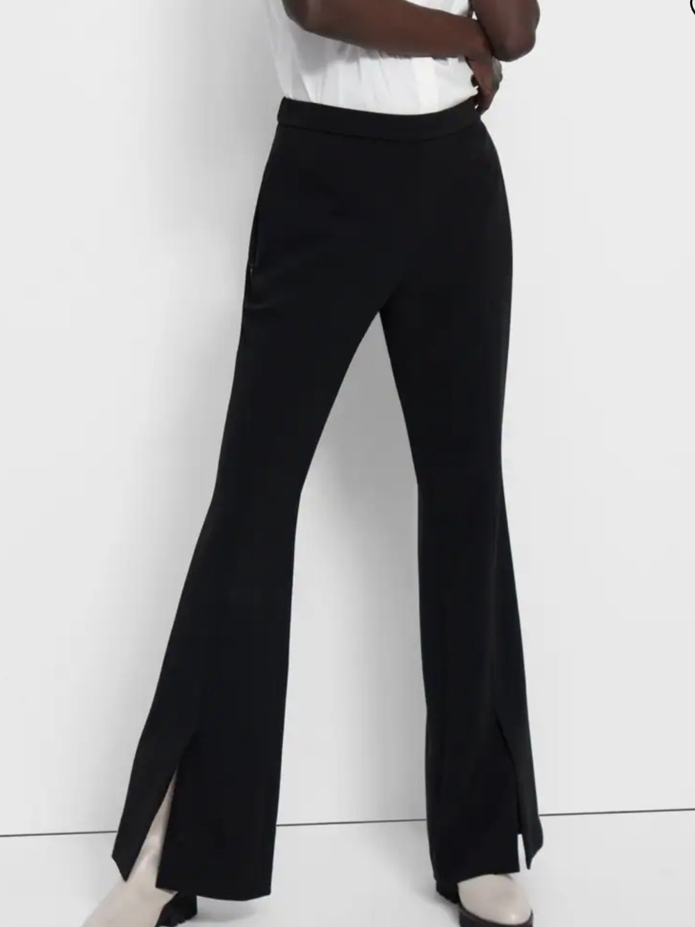 Theory Black Boot-Cut Flare Pants with Front Slits